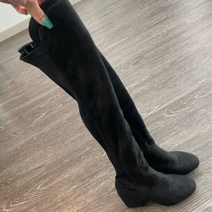 Black Velvet Knee High Boots-Size 7, worn once for a picture *like new*